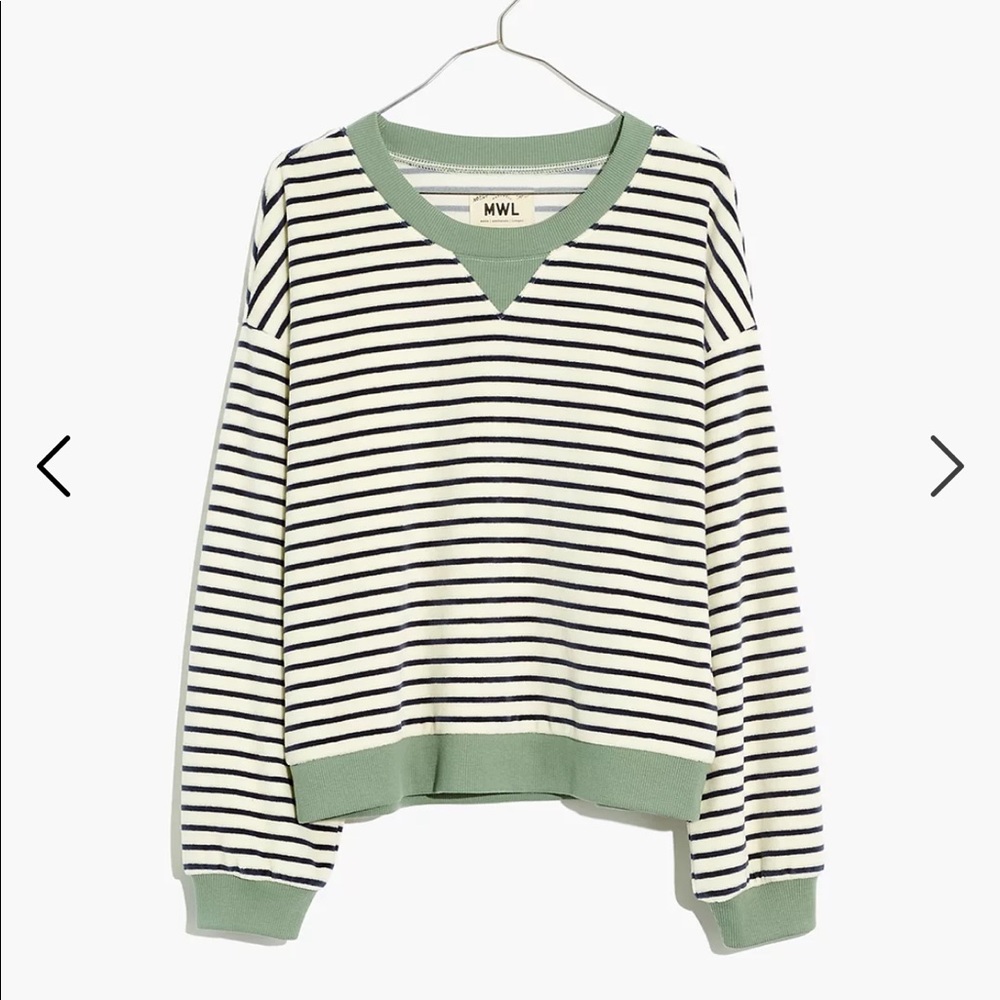 Madewell MWL Velour Crewneck Sweatshirt in Stripe